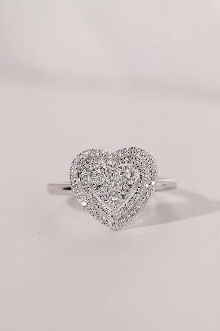 14k Gold 0.46 Ct Natural H Diamond Ring - 4