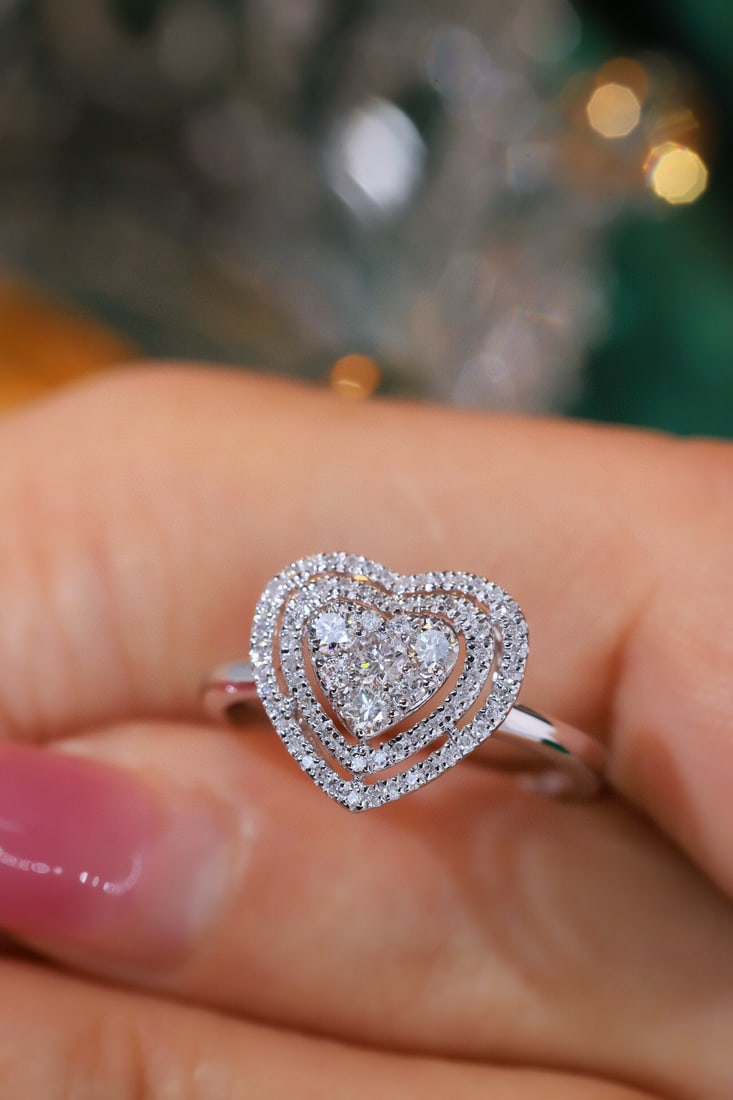 14k Gold 0.46 Ct Natural H Diamond Ring - 5