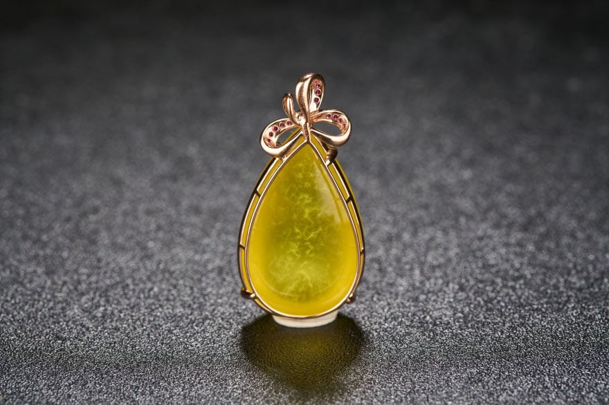 14k Gold 25.08 Ct Natural Prehnite & Ruby Pendant( Without Chain ) - 5