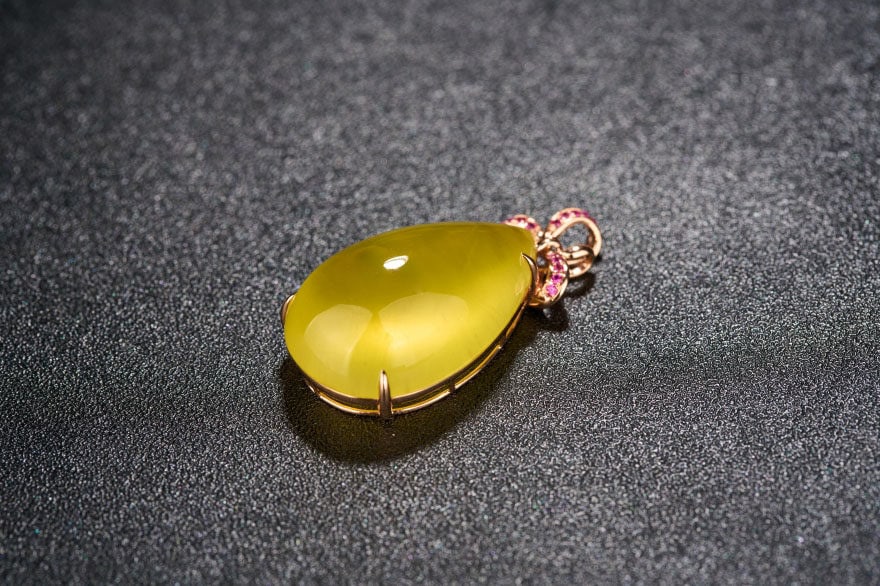 14k Gold 25.08 Ct Natural Prehnite & Ruby Pendant( Without Chain ) - 6