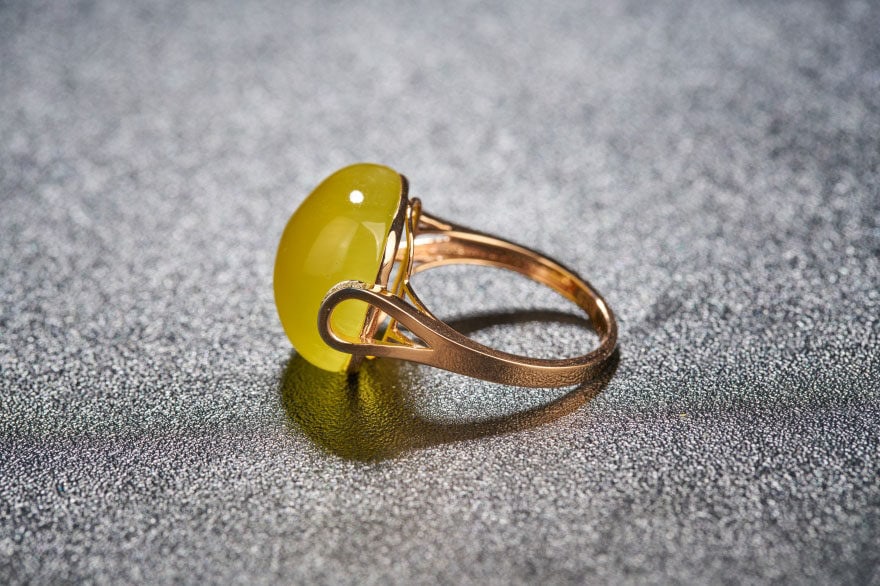 14k Gold 17.1 Ct Natural Prehnite & Diamond Ring - 3