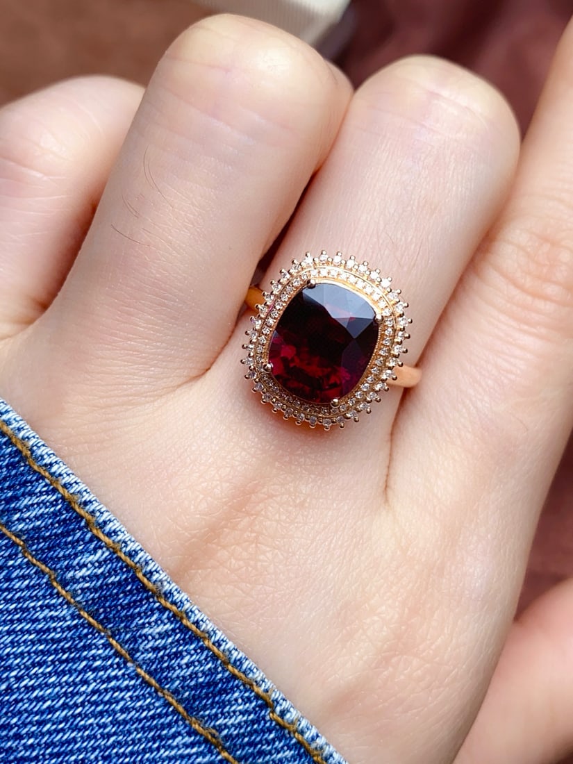 14k Gold 3.85 Ct Natural Tourmaline & Diamond Ring/pendant( Without Chain ) - 7