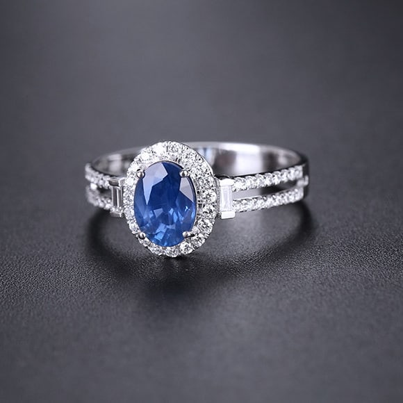 14k Gold 1.24 Ctw Natural Sapphire & Diamond Ring - 3