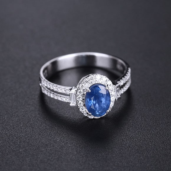 14k Gold 1.24 Ctw Natural Sapphire & Diamond Ring - 4