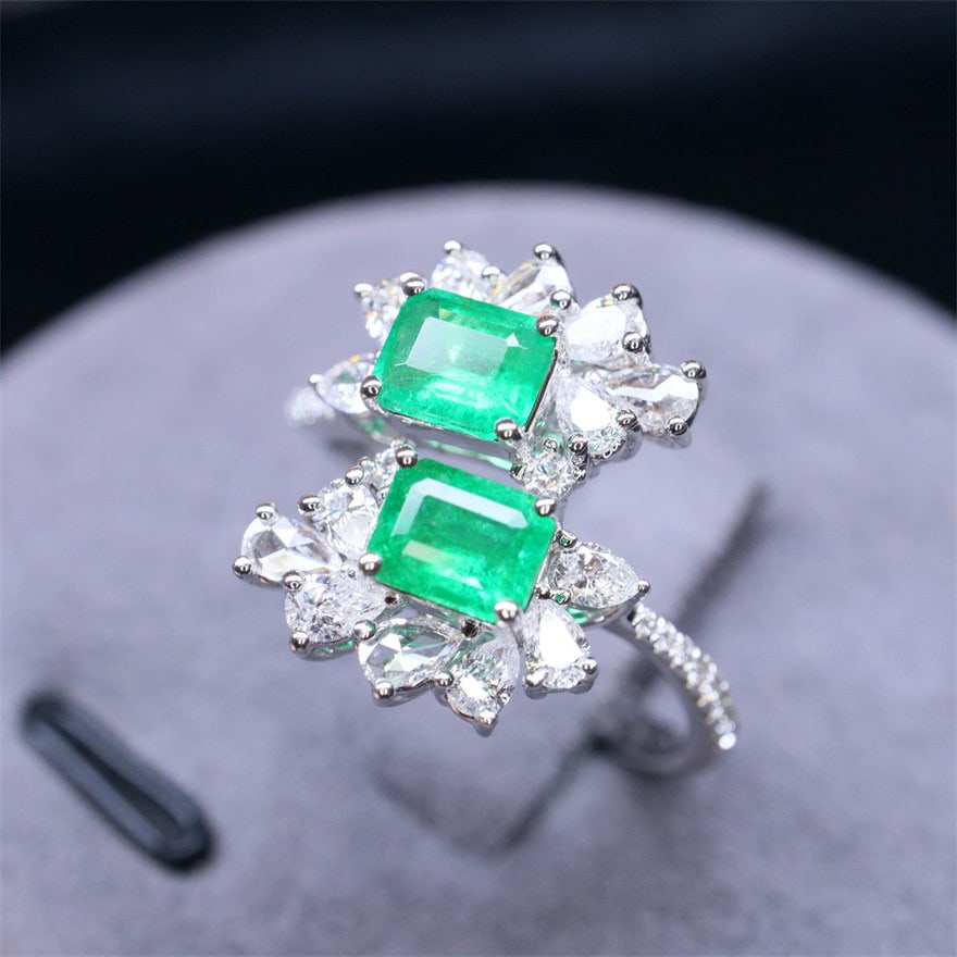 14k Gold 1.45 Ctw Natural Emerald & Diamond Ring - 5
