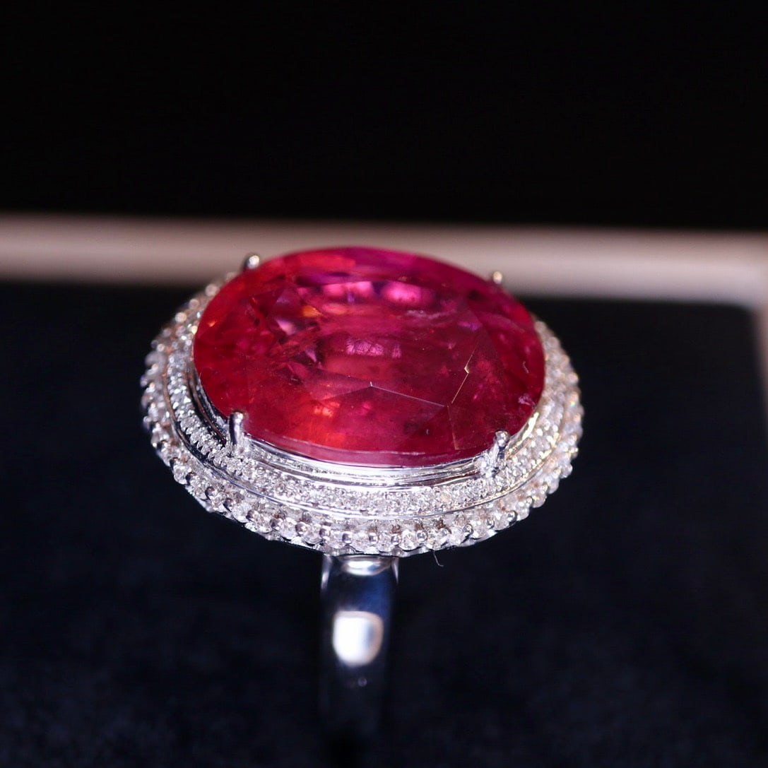 14k Gold 10.55 Ct Natural Tourmaline & Diamond Ring/pendant( Without Chain ) - 4