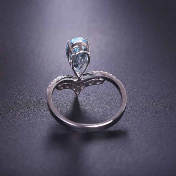 14k Gold 1.86 Ctw Natural Aquamarine & Diamond Ring - 5