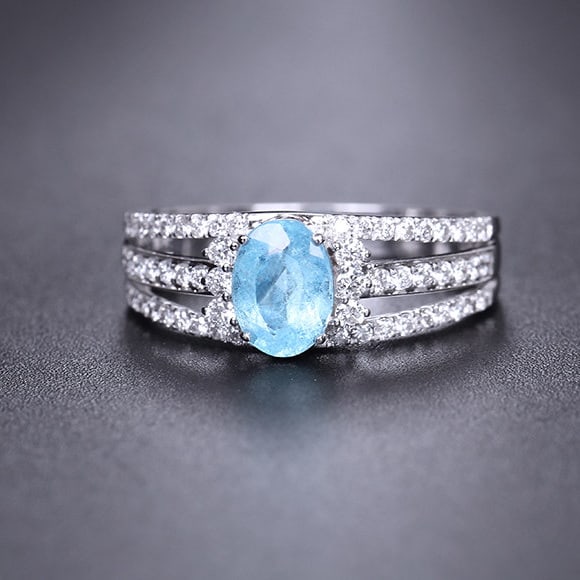 14k Gold 1.28 Ctw Natural Paraiba Tourmaline & Diamond Ring - 3