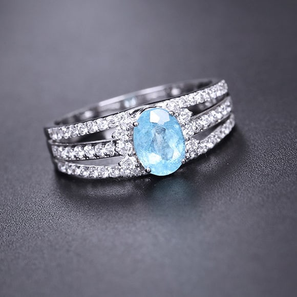 14k Gold 1.28 Ctw Natural Paraiba Tourmaline & Diamond Ring - 4