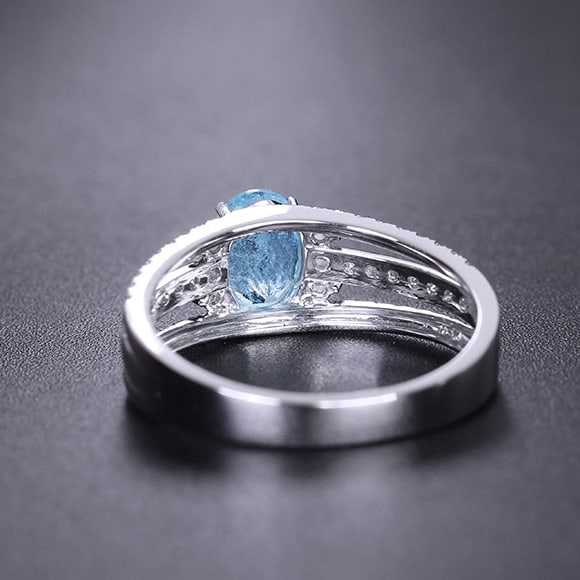 14k Gold 1.28 Ctw Natural Paraiba Tourmaline & Diamond Ring - 5