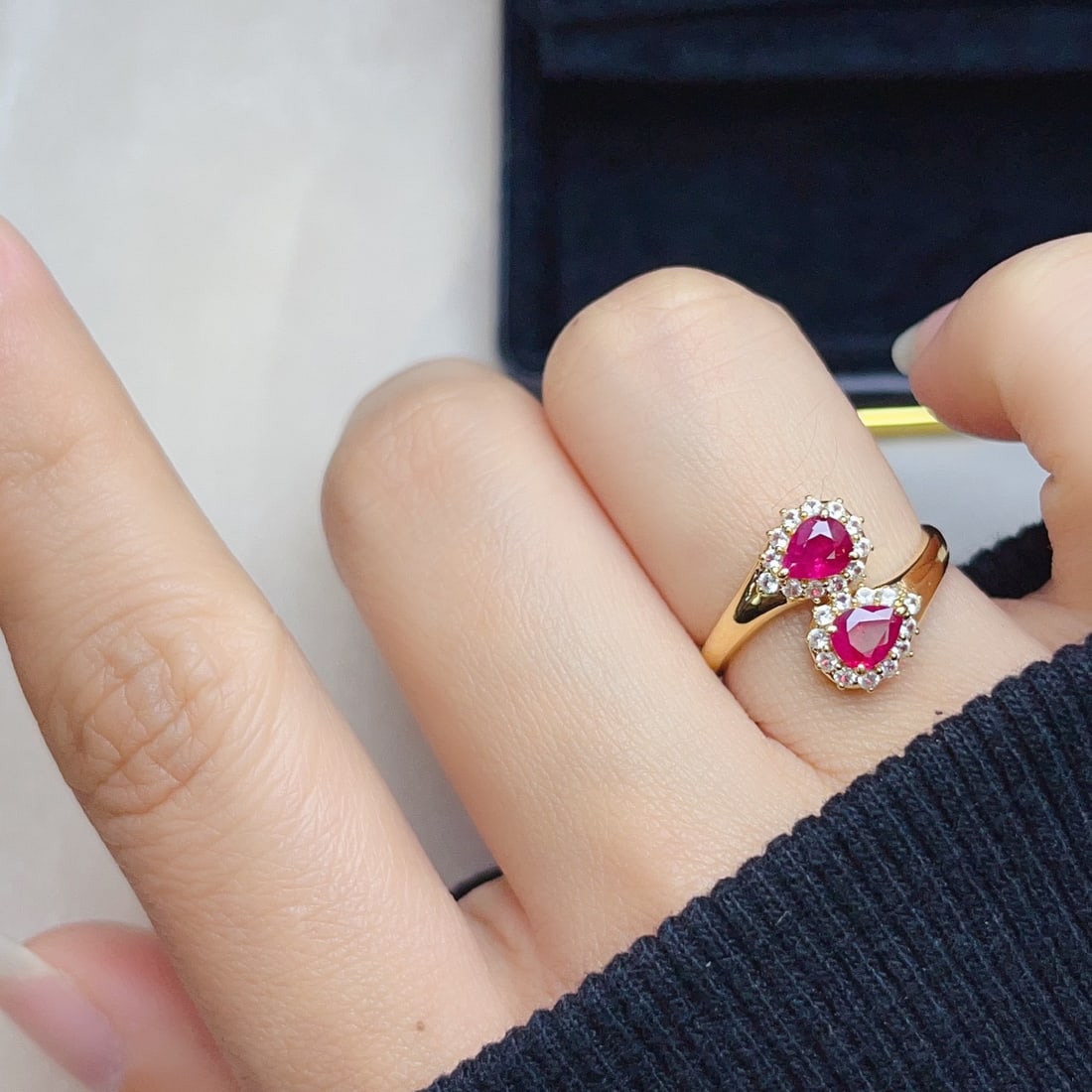14k Gold 1.05 Ct Natural Ruby & Sapphire Ring - 6