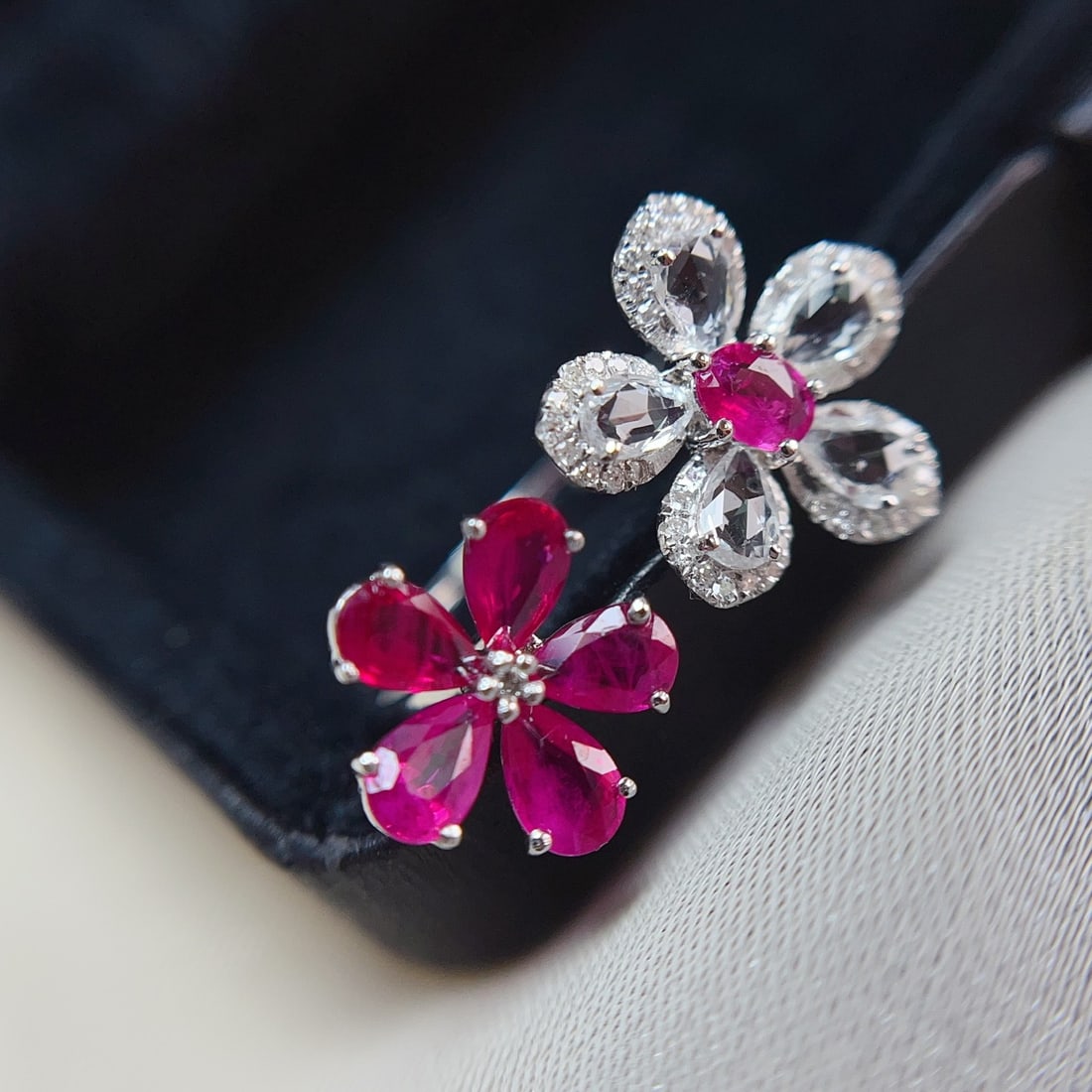 14k Gold 2.00 Ct Natural Ruby & Diamond & Sapphire Ring - 5