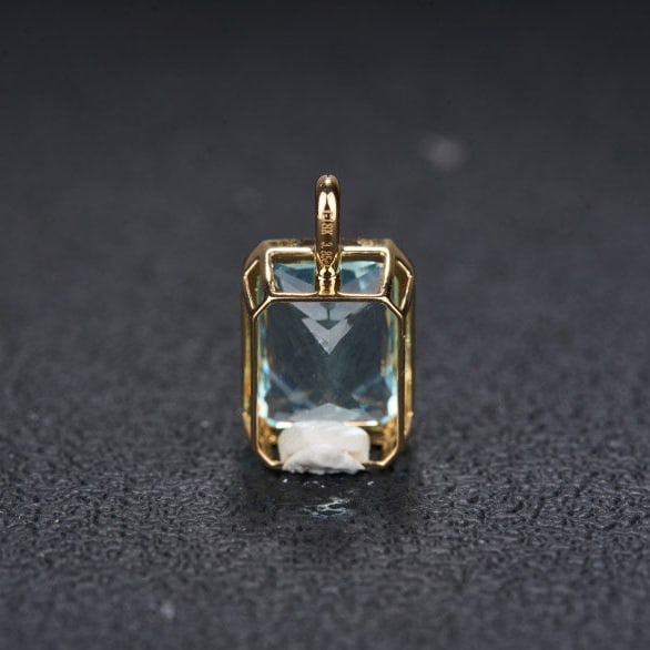 14k Gold 3.85 Ct Natural Aquamarine Pendant( Without Chain ) - 5