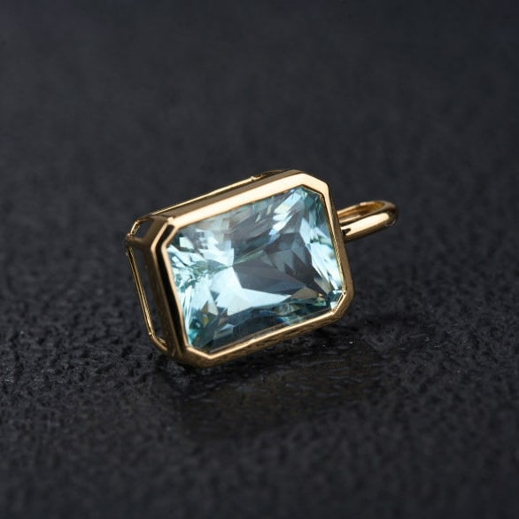14k Gold 3.85 Ct Natural Aquamarine Pendant( Without Chain ) - 7