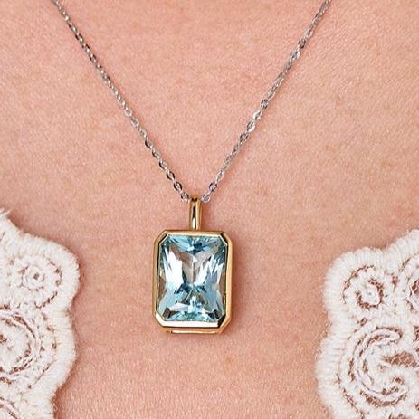 14k Gold 3.85 Ct Natural Aquamarine Pendant( Without Chain ) - 8