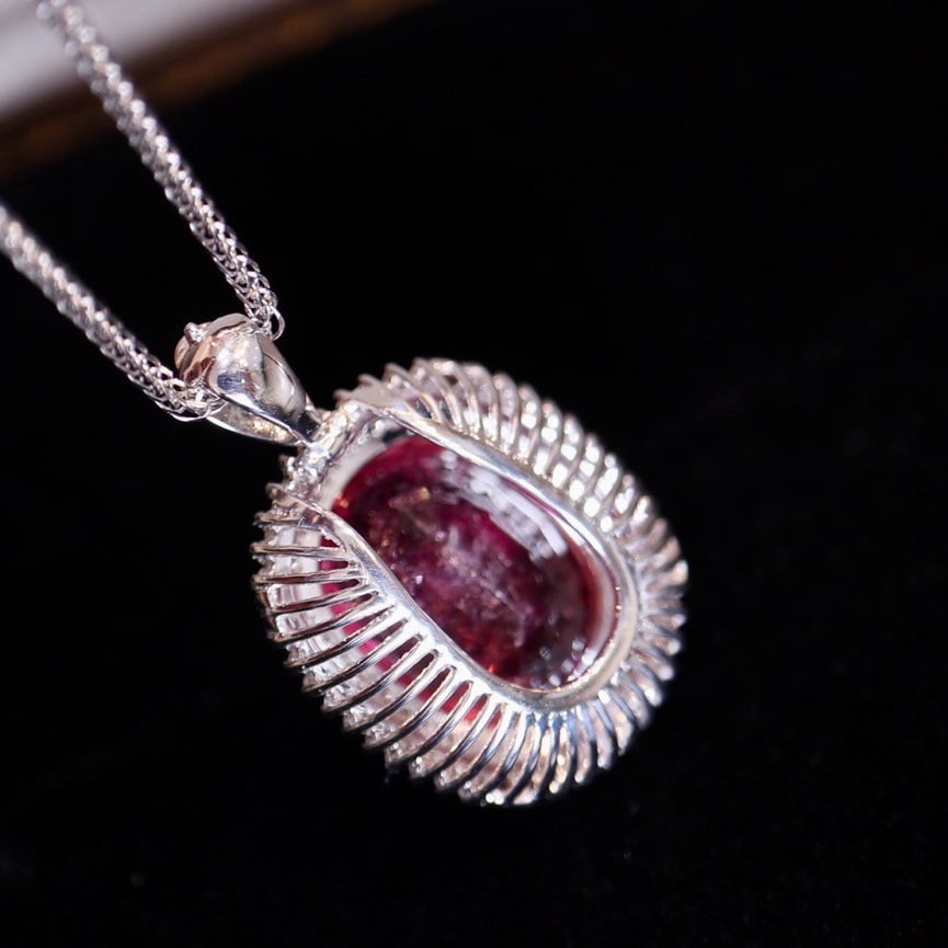 14k Gold 10.35 Ct Natural Tourmaline & Diamond Pendant( Without Chain ) - 6