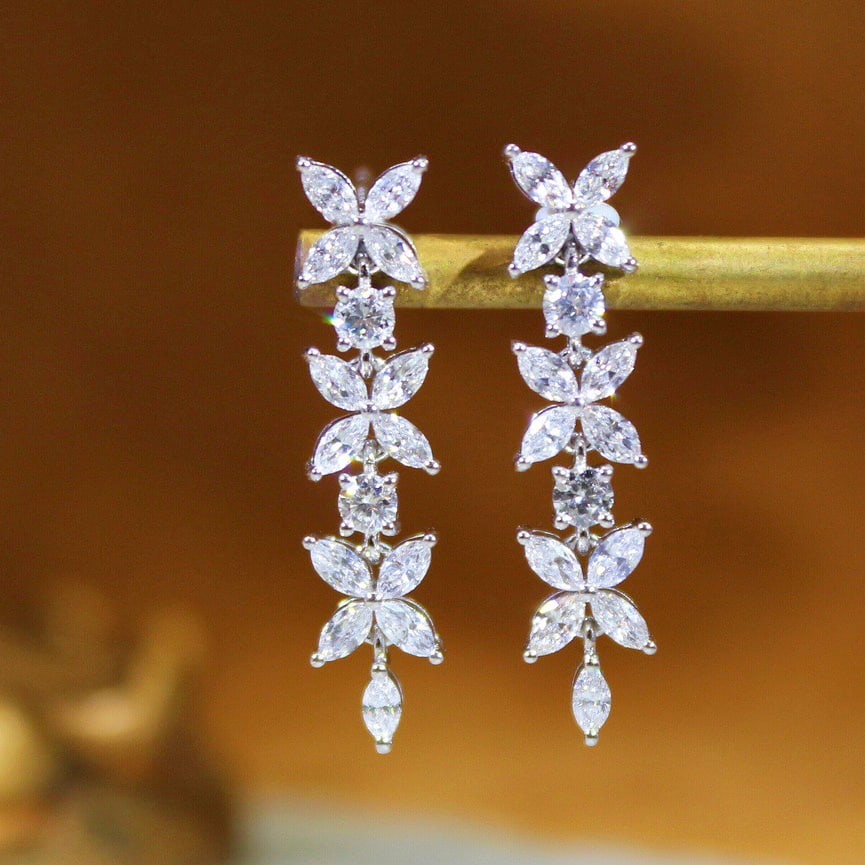 14k Gold 1 Ct Natural H Diamond Earrings - 4