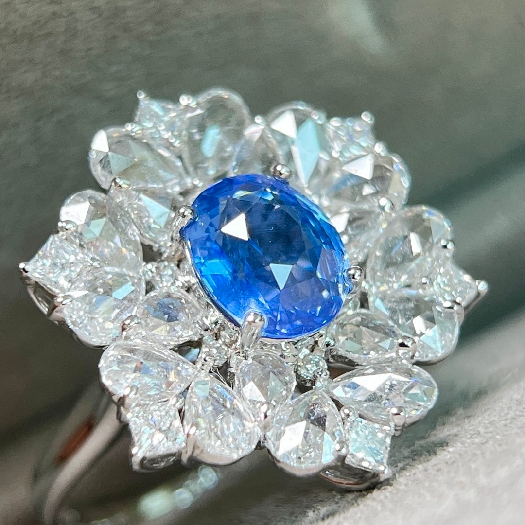 14k Gold 4.41 Ctw Natural Sapphire & Lab Grown Diamond Ring/pendant( Without Chain ) - 4