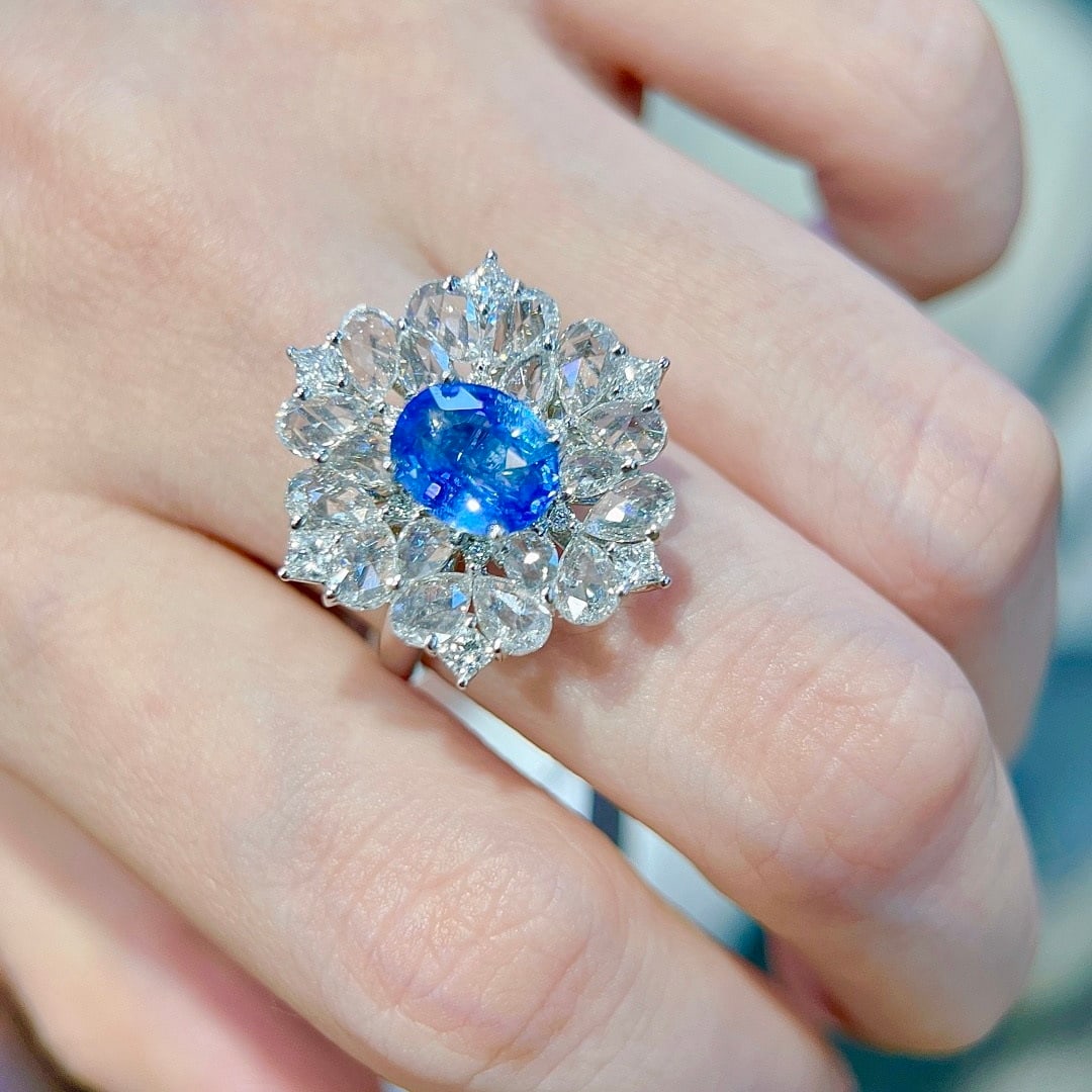 14k Gold 4.41 Ctw Natural Sapphire & Lab Grown Diamond Ring/pendant( Without Chain ) - 5