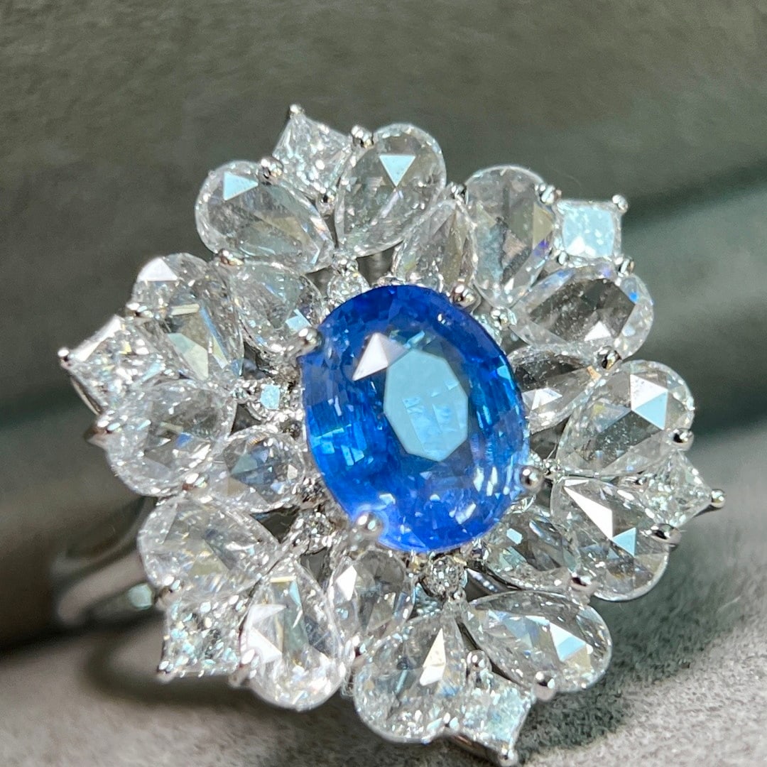 14k Gold 4.41 Ctw Natural Sapphire & Lab Grown Diamond Ring/pendant( Without Chain ) - 7