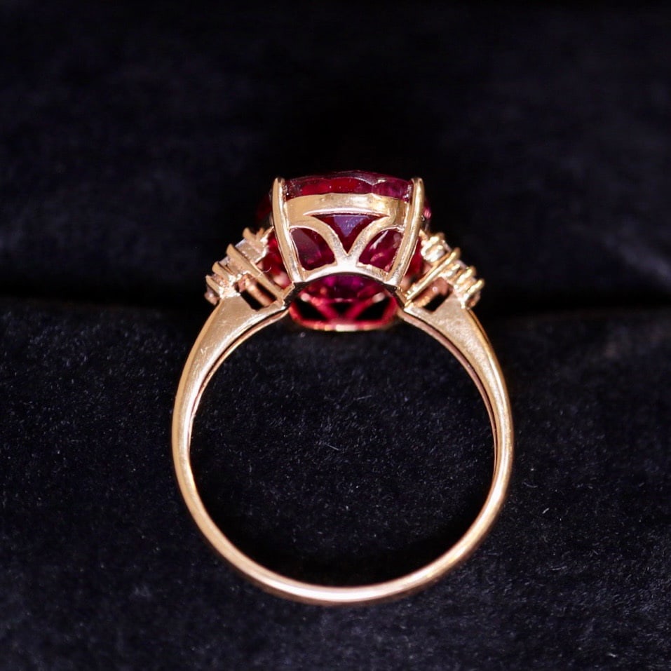 14k Gold 5.5 Ct Natural Tourmaline & Diamond Ring - 5