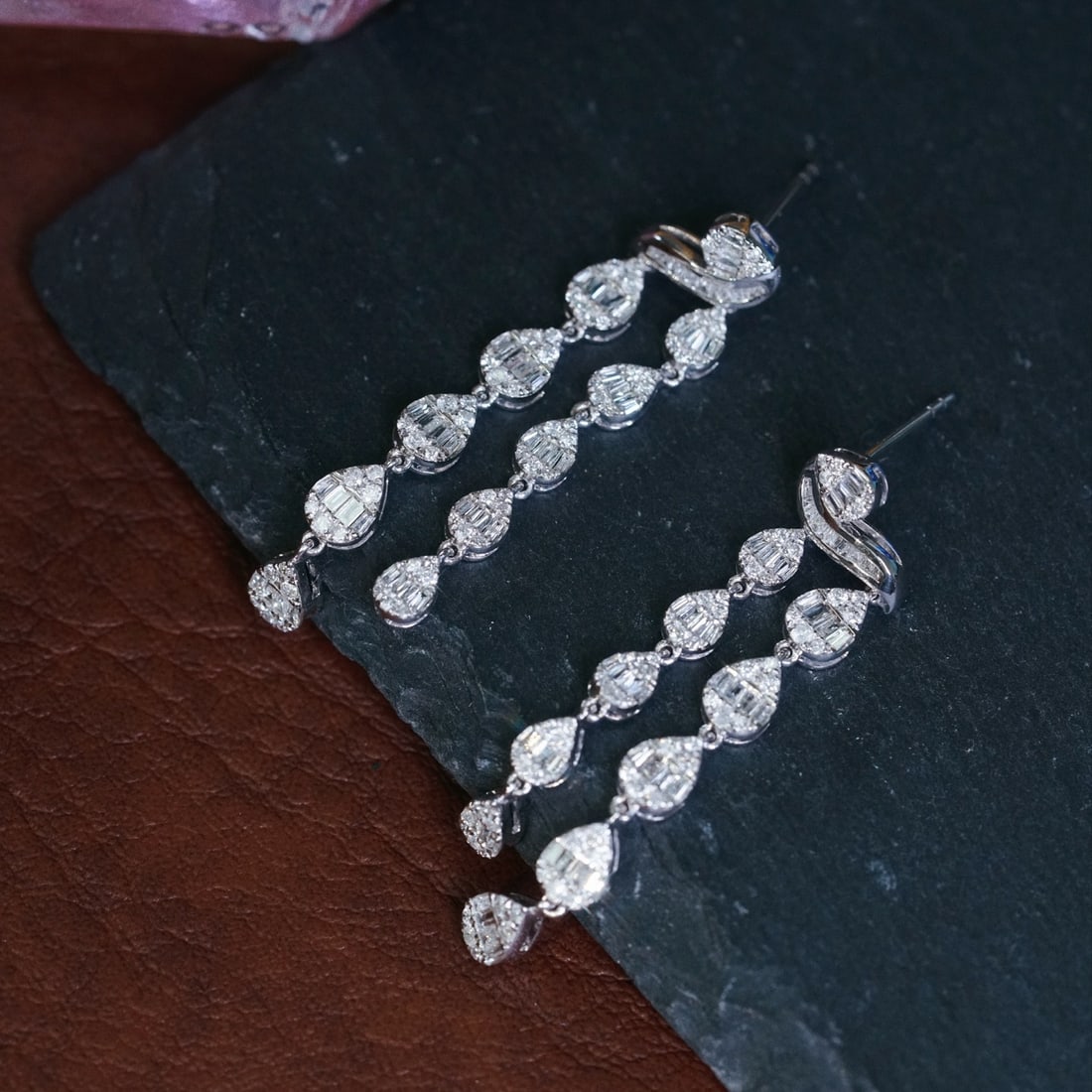 14k Gold 1.40 Ct Natural H Diamond Earrings - 3