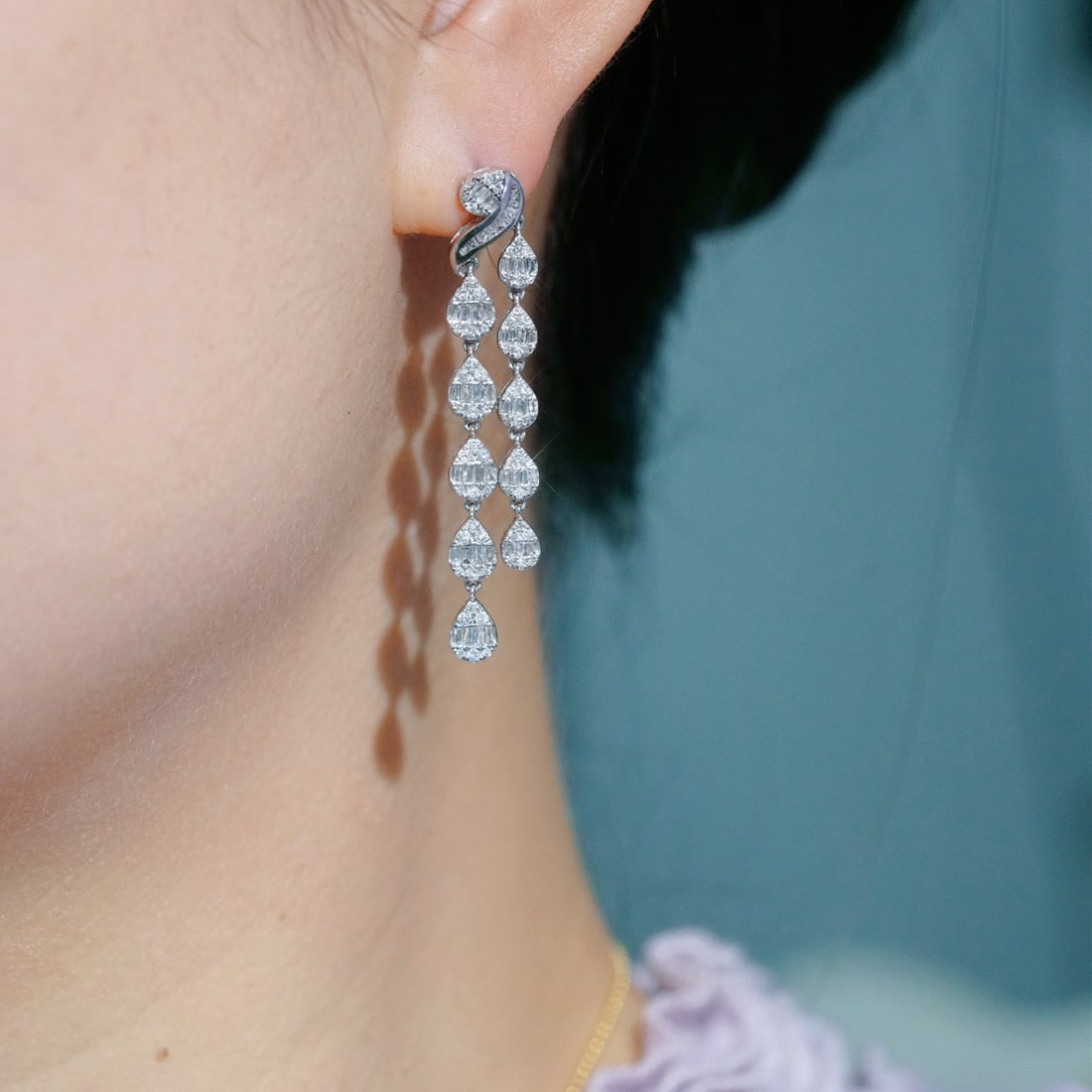 14k Gold 1.40 Ct Natural H Diamond Earrings - 7