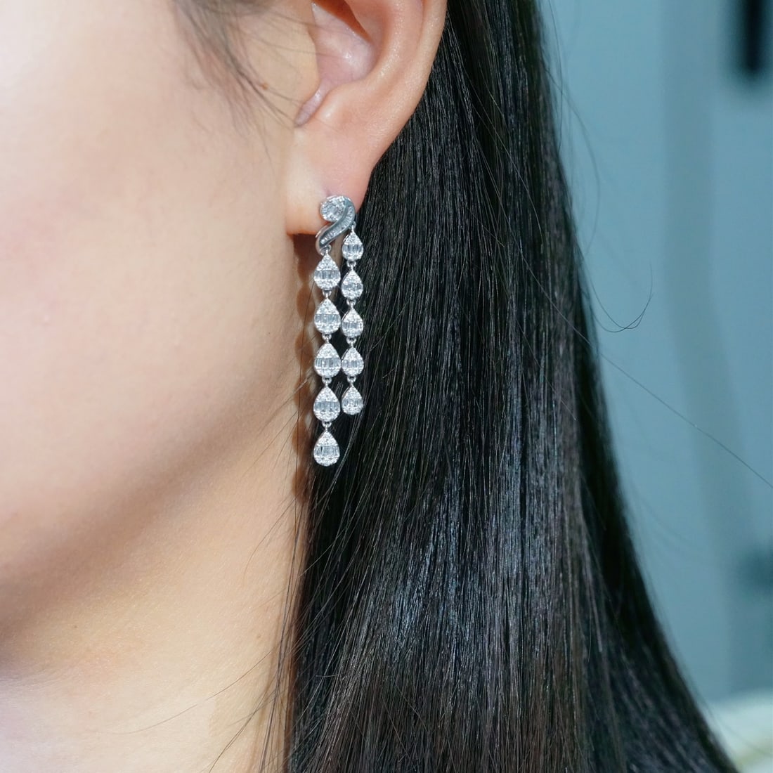 14k Gold 1.40 Ct Natural H Diamond Earrings - 8