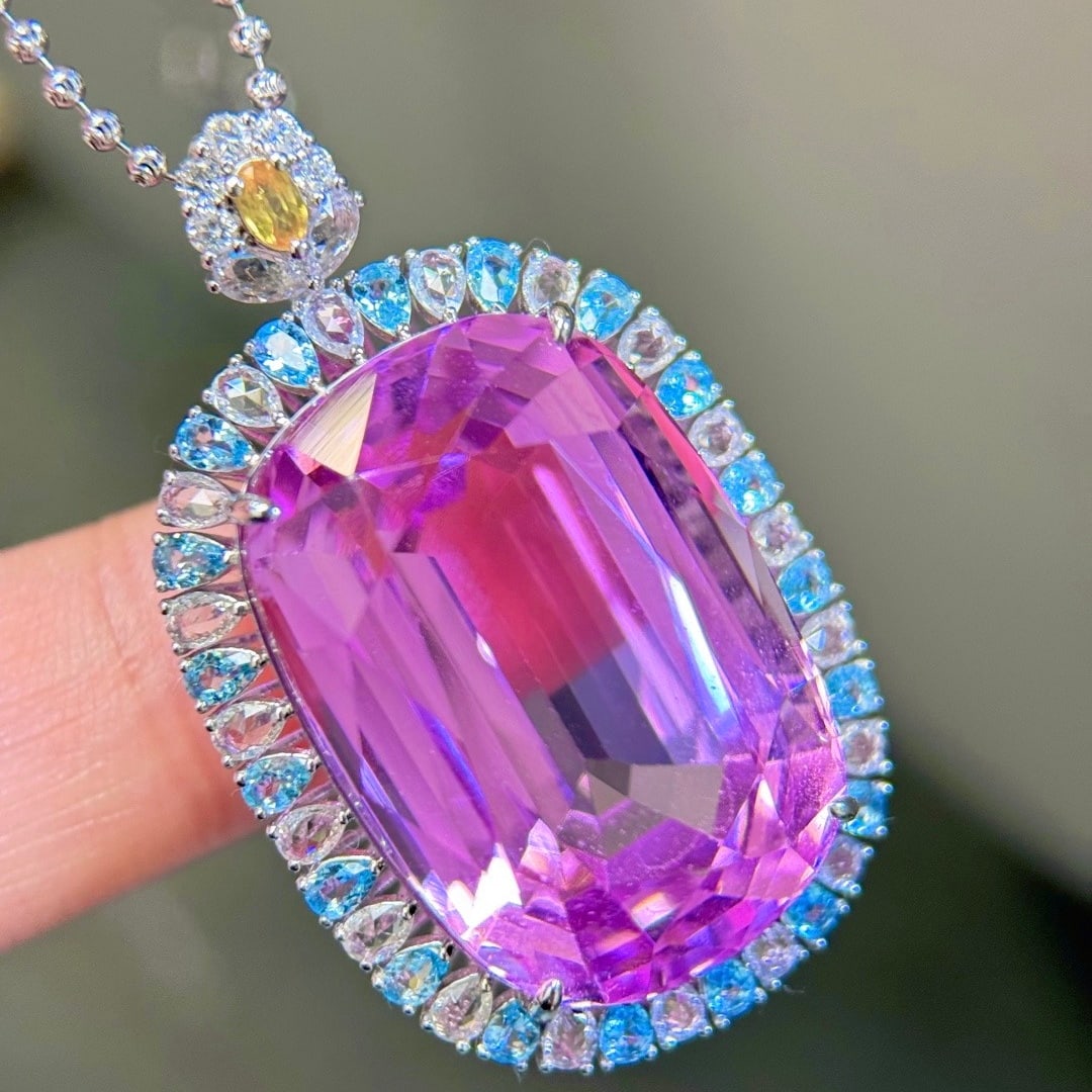 14k Gold 53.27 Ctw Natural Kunzite & Gem Pendant( Without Chain ) - 5