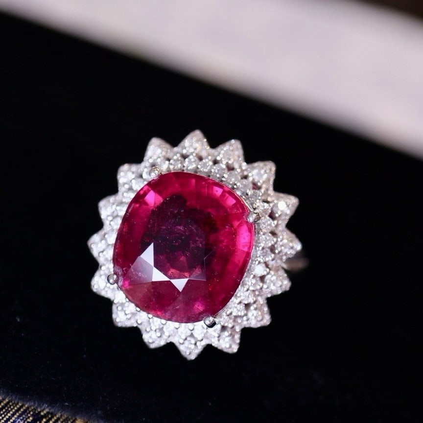 14k Gold 8.41 Ct Natural Tourmaline & Diamond Ring - 3