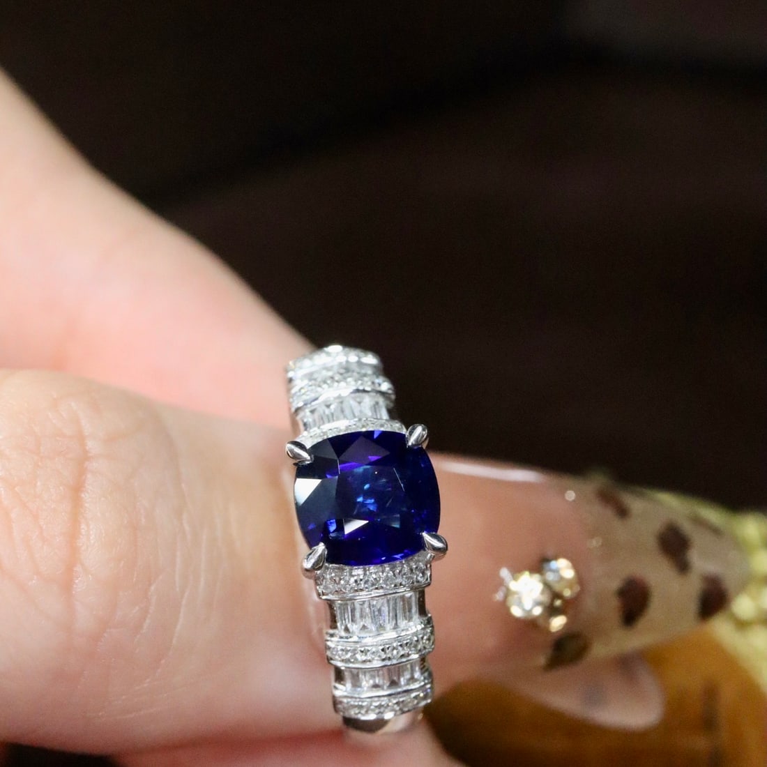 14k Gold 1.60 Ctw Natural Sapphire & Diamond Ring - 4