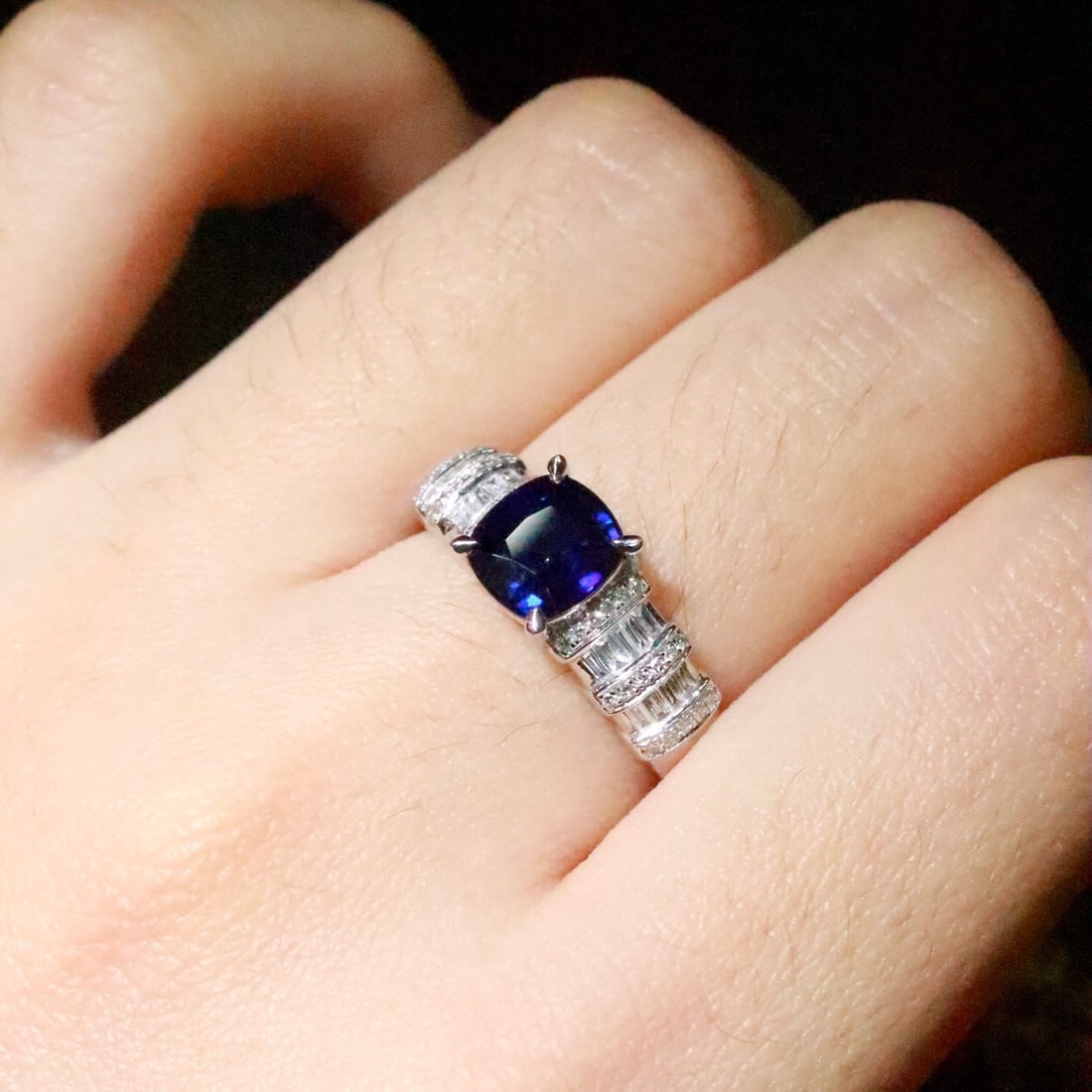 14k Gold 1.60 Ctw Natural Sapphire & Diamond Ring - 5