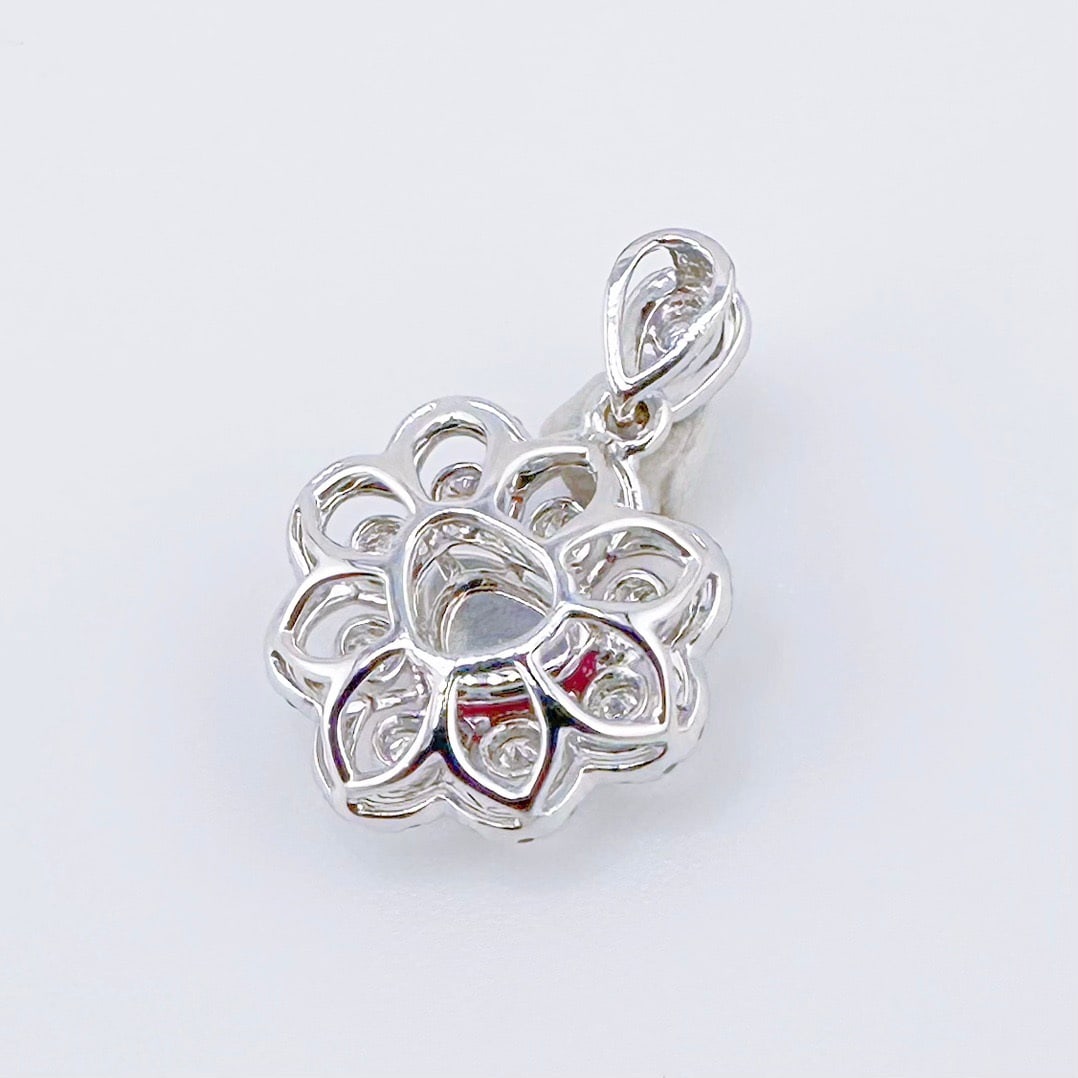 14k Gold 1.50 Ctw Natural Ruby & Diamond Pendant( Without Chain ) - 3