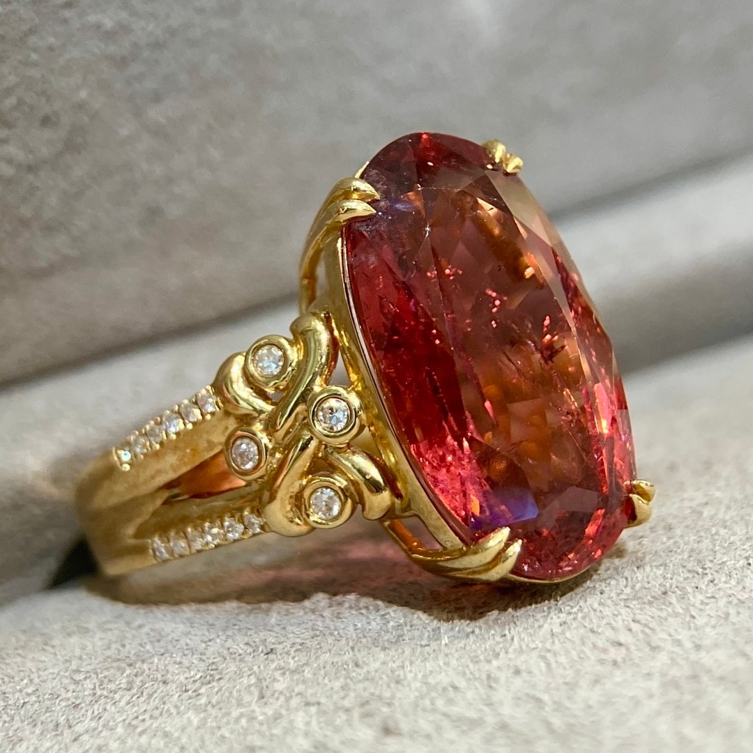 14k Gold 8.17 Ctw Natural Tourmaline & Diamond Ring - 3