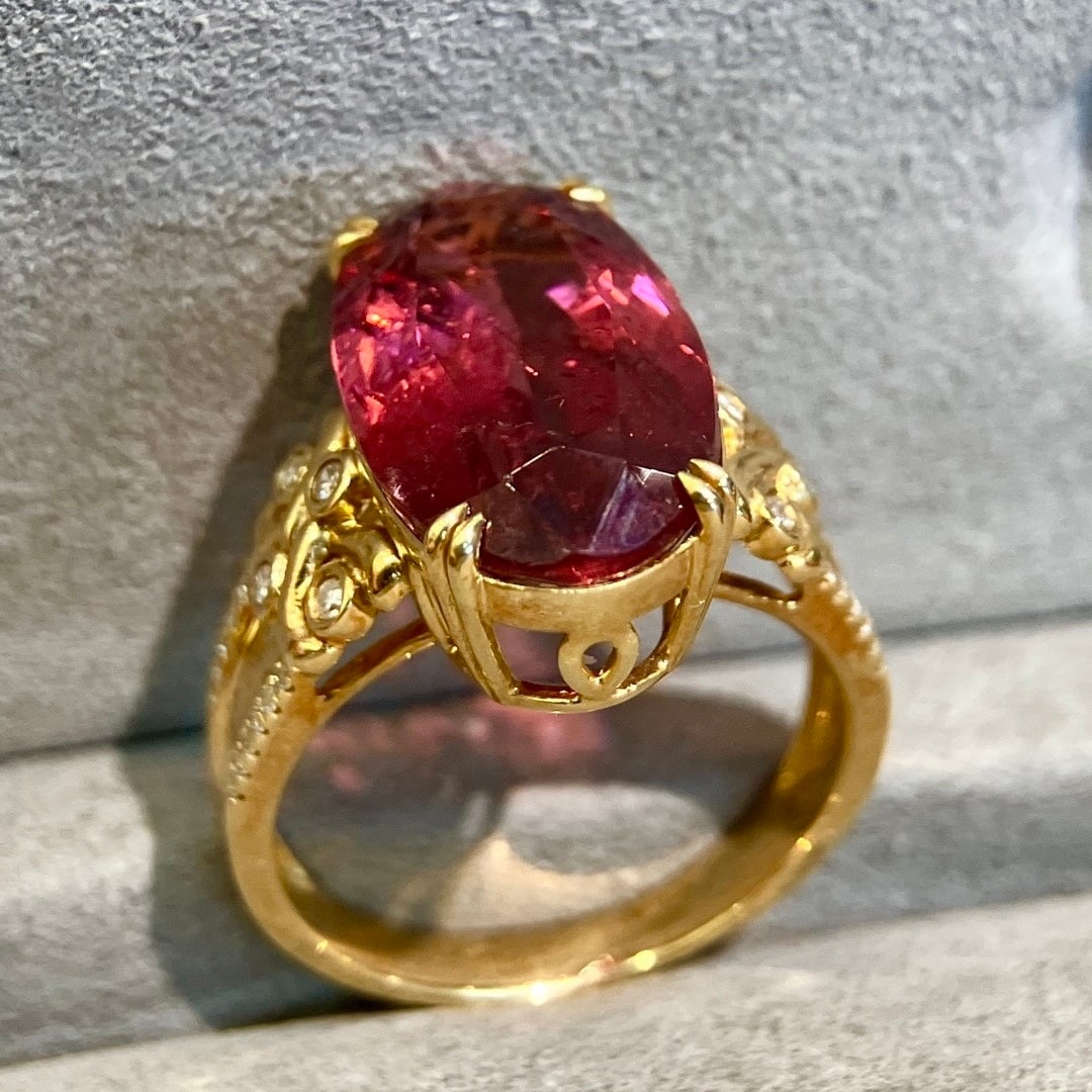 14k Gold 8.17 Ctw Natural Tourmaline & Diamond Ring - 5