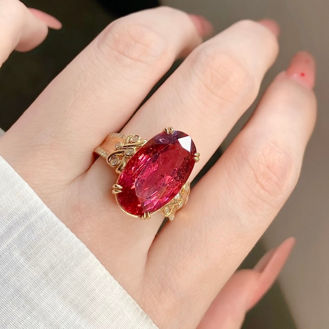 14k Gold 8.17 Ctw Natural Tourmaline & Diamond Ring - 6