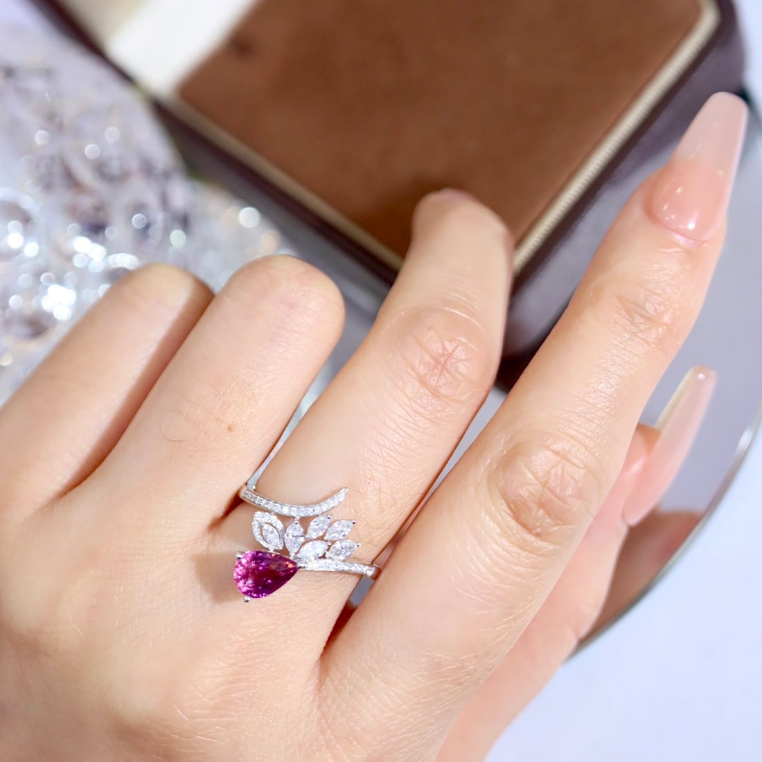 14k Gold 1.79 Ctw Natural Padparadscha Sapphire & Diamond Ring - 4