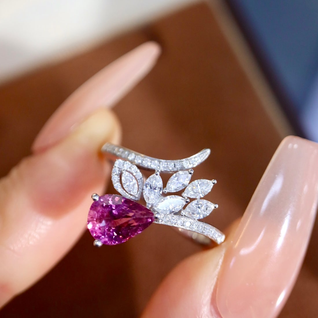 14k Gold 1.79 Ctw Natural Padparadscha Sapphire & Diamond Ring - 5