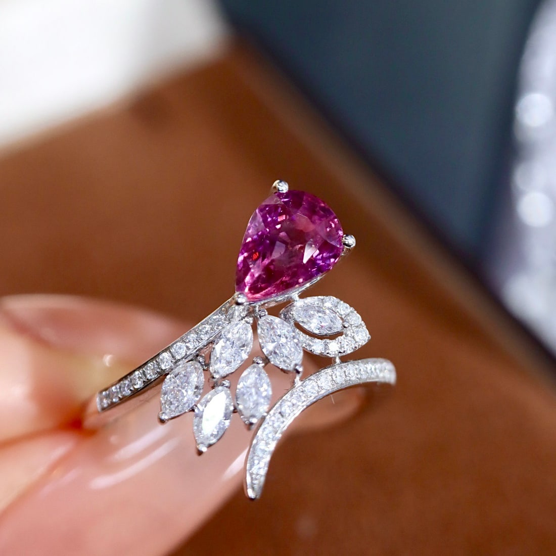 14k Gold 1.79 Ctw Natural Padparadscha Sapphire & Diamond Ring - 7