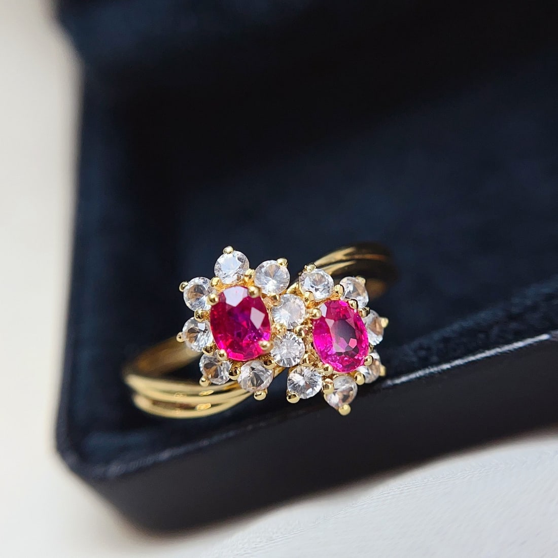 14k Gold 0.70 Ct Natural Ruby & Sapphire Ring - 2