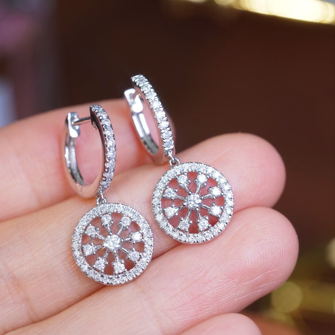 14k Gold 0.90 Ct Natural H Diamond Earrings - 3