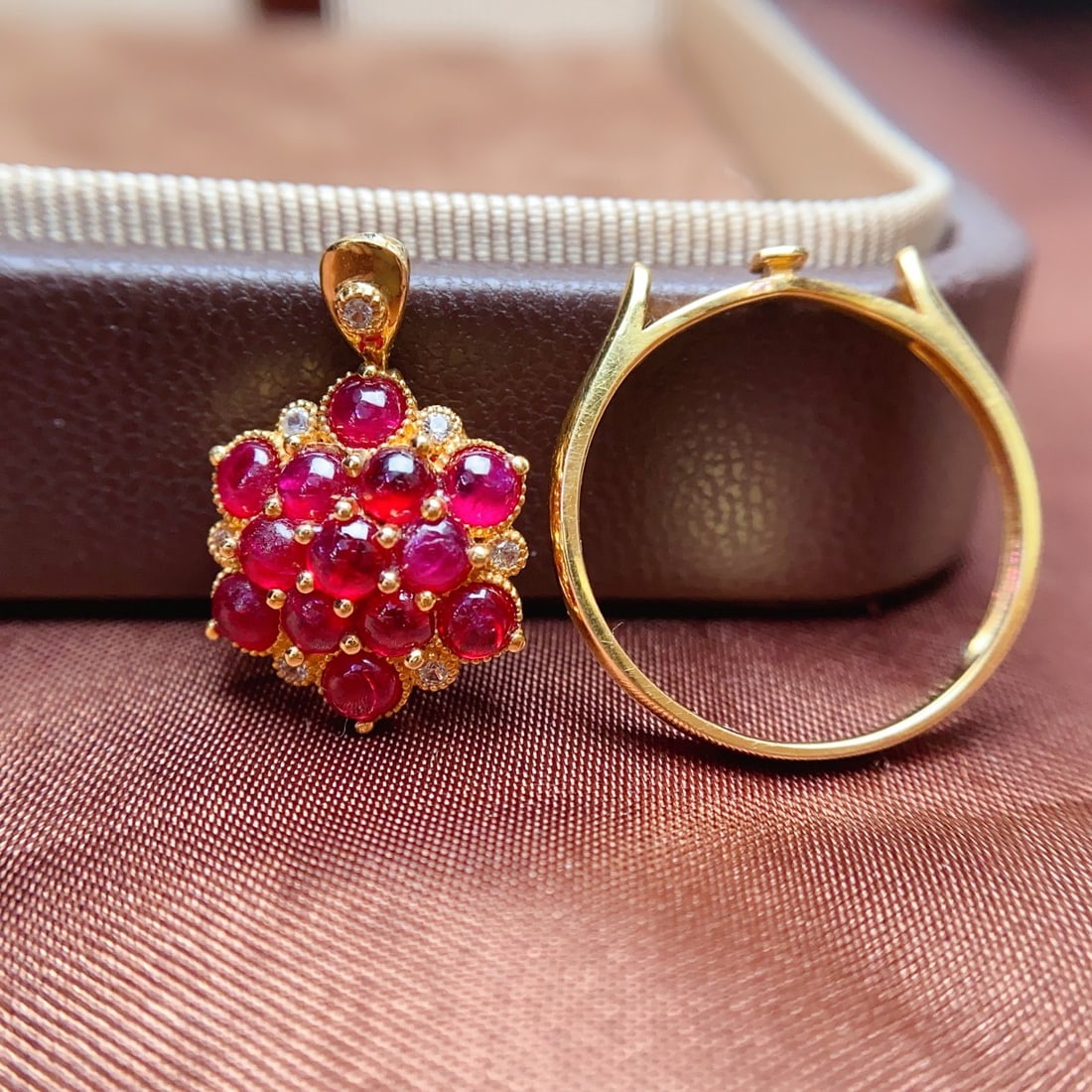 14k Gold 3.00 Ct Natural Ruby & Sapphire Ring/pendant( Without Chain ) - 6