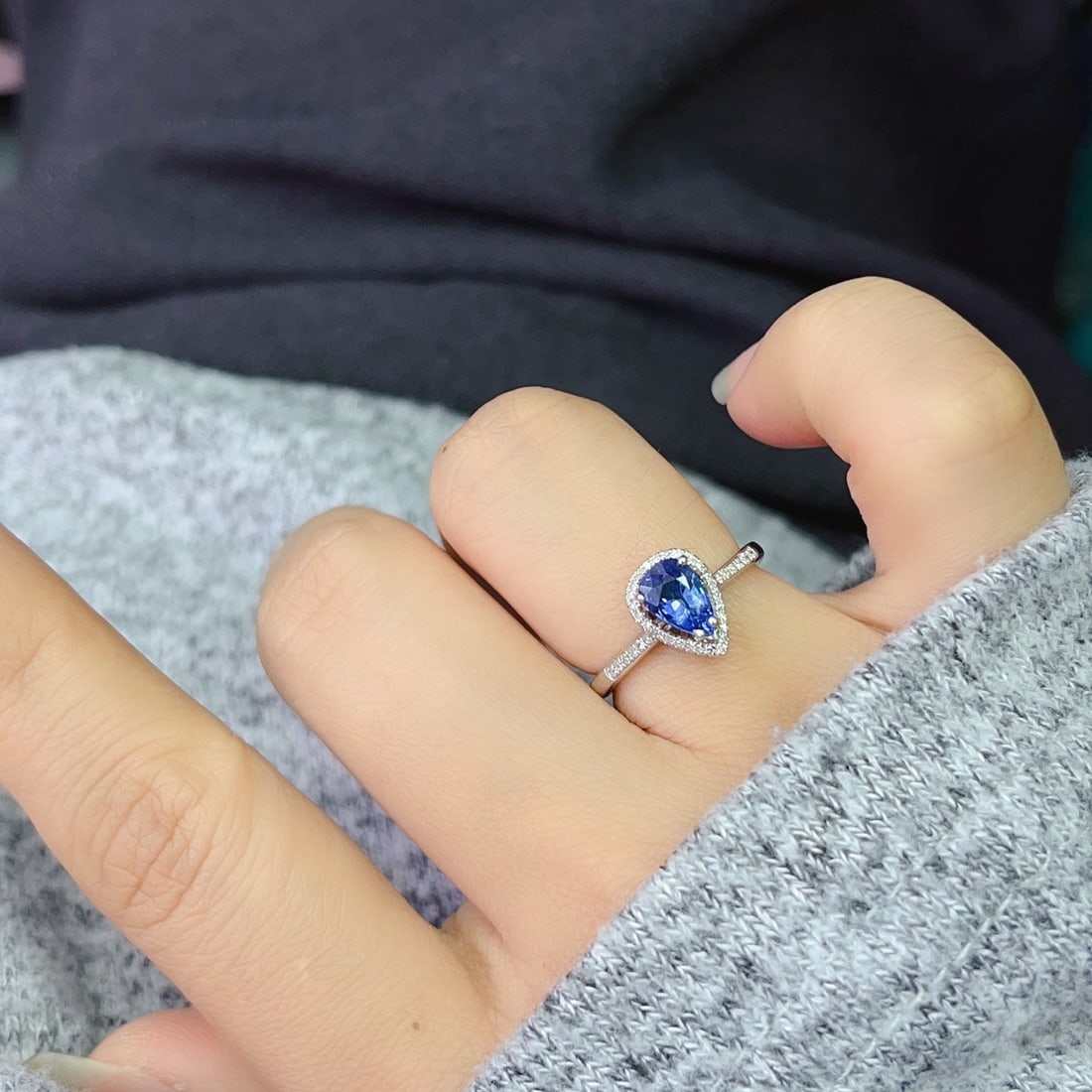 14k Gold 1.15 Ct Natural Sapphire & Diamond Ring - 6