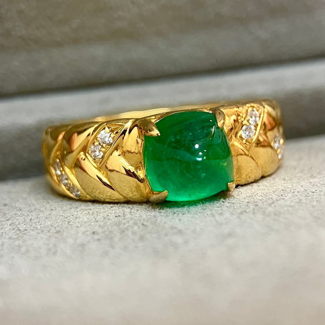 14k Gold 1.99 Ctw Vivid Green Natural Emerald & Diamond Ring - 2