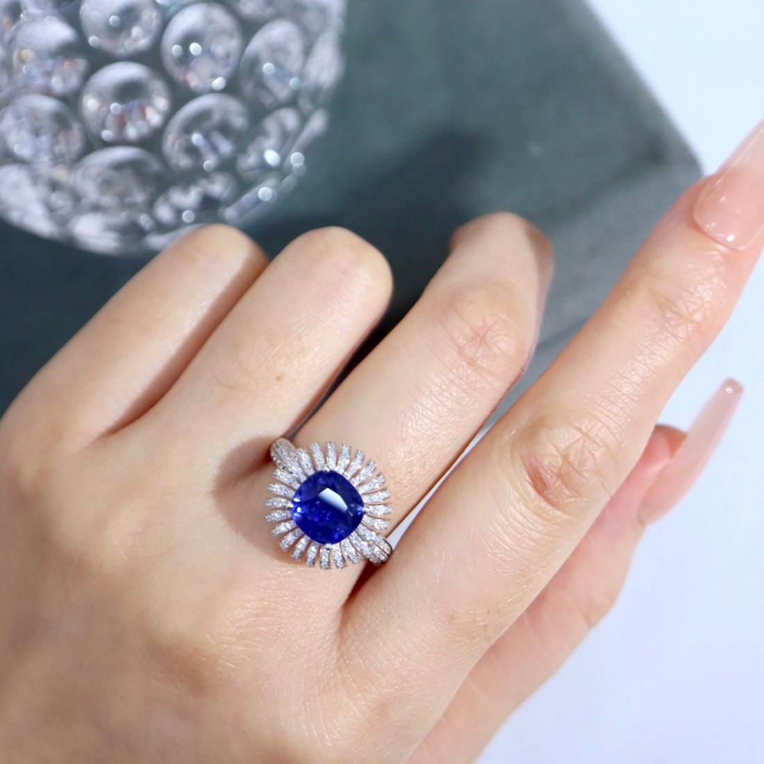 14k Gold 3.52 Ctw Natural Sapphire & Diamond Ring - 3