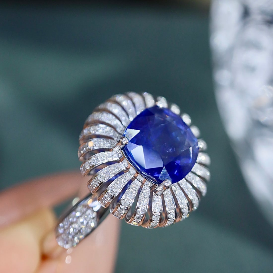 14k Gold 3.52 Ctw Natural Sapphire & Diamond Ring - 6