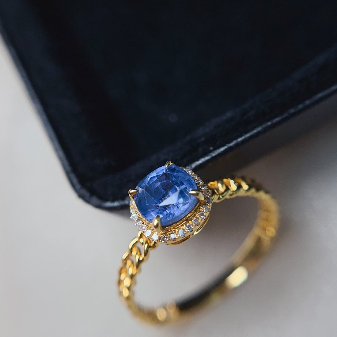 14k Gold 1.15 Ct Natural Sapphire & Diamond Ring - 4