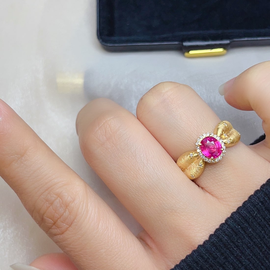 14k Gold 1.15 Ct Natural Ruby & Diamond Ring - 6
