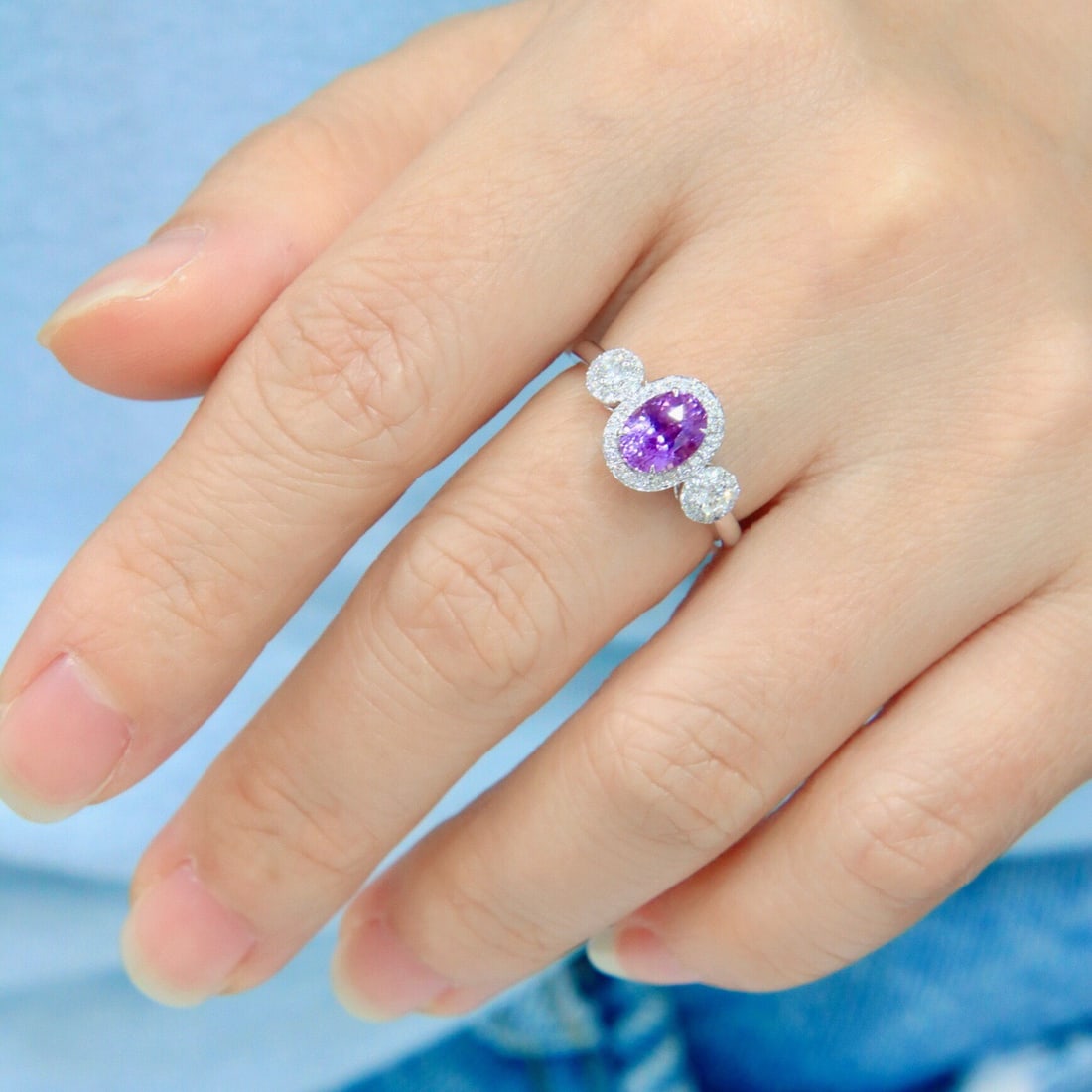 14k Gold 1.60 Ctw Natural Sapphire & Diamond Ring - 4