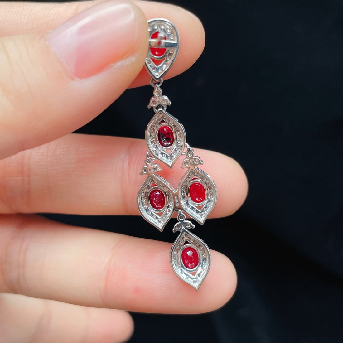 14k Gold 4.74 Ctw Natural Ruby & Diamond Earrings - 5